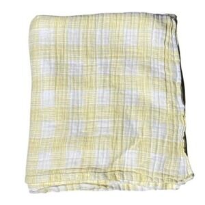 Cloud Island Baby Blanket White Yellow Gingham Checkered Squares Muslin Swaddle